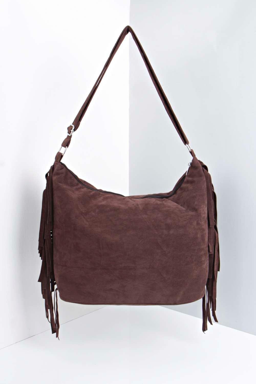 suede fringe hobo bag