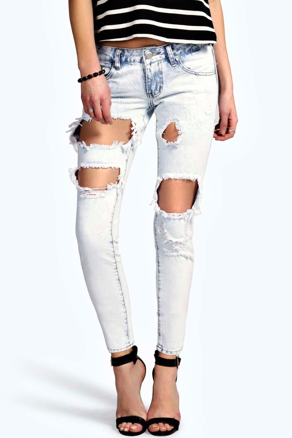 low rise ripped skinny jeans