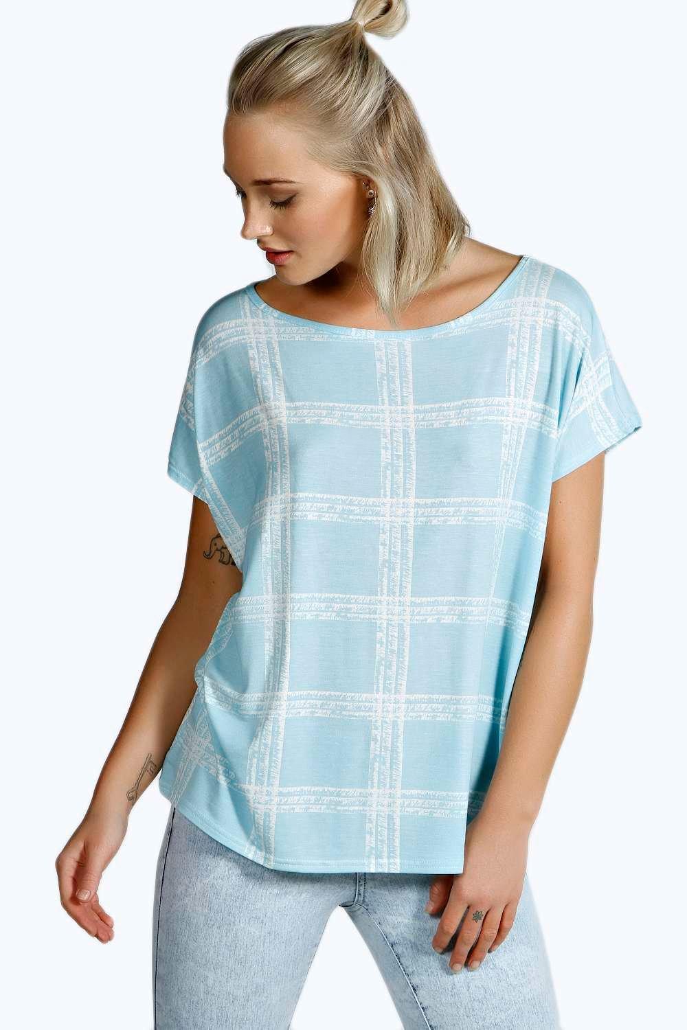 Jasmine Oversized Check Tee at boohoo.com
