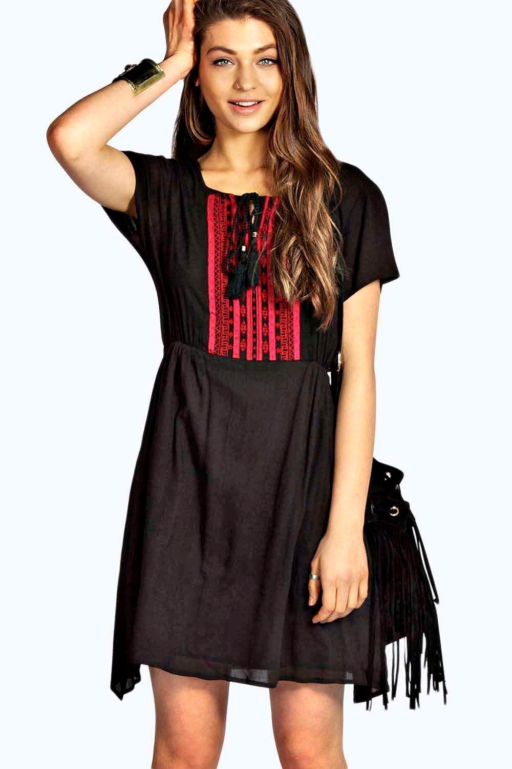 Amy Embroidered Skater Dress at boohoo.com