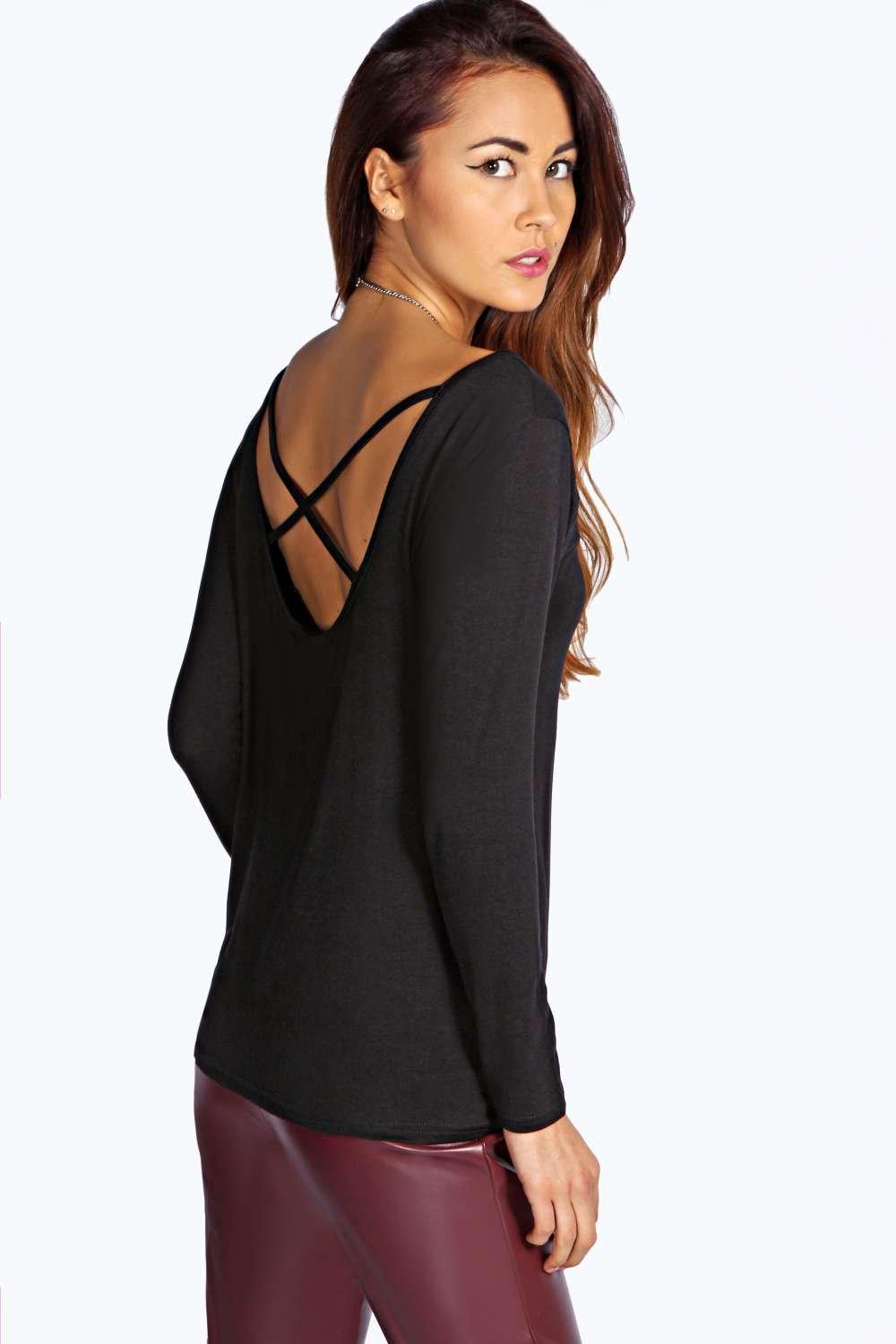 cross back long sleeve top