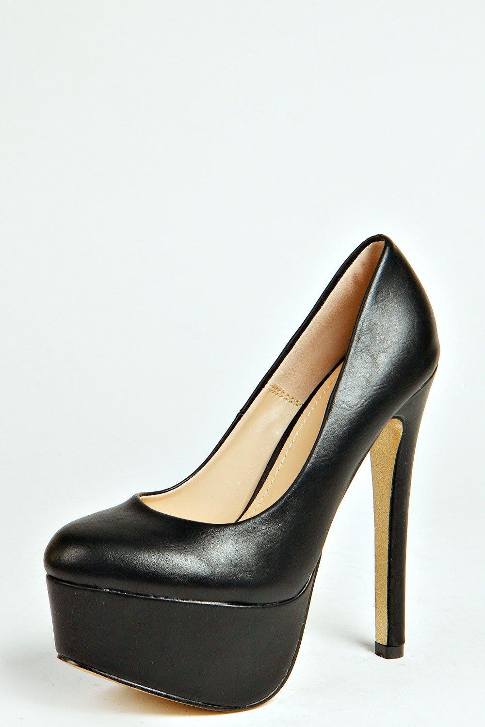 boohoo black court shoes