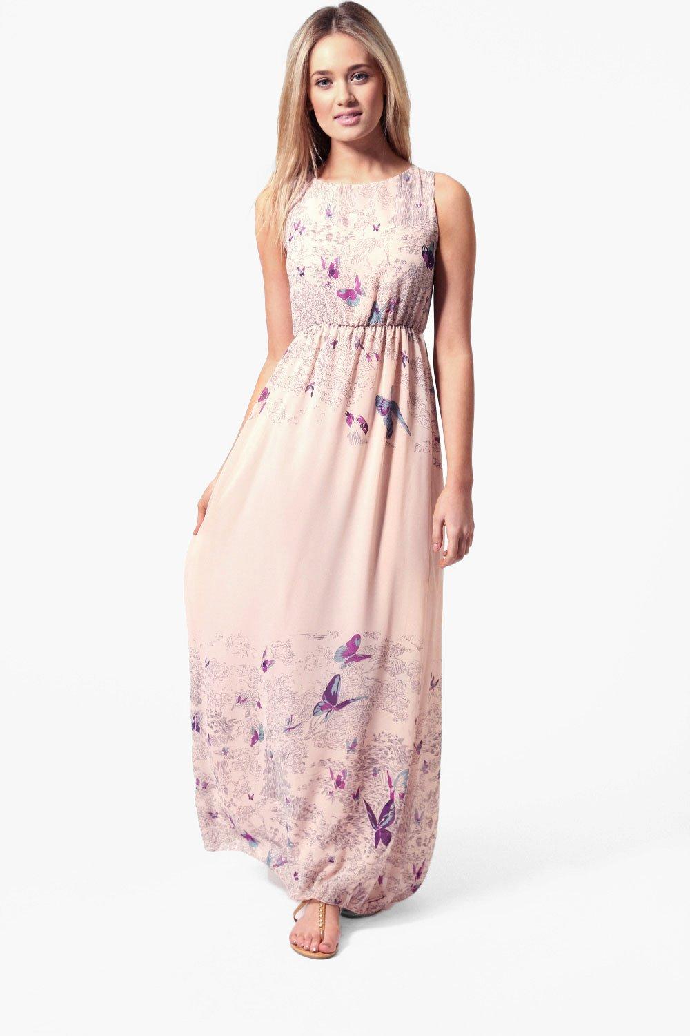maxi dress with butterflies