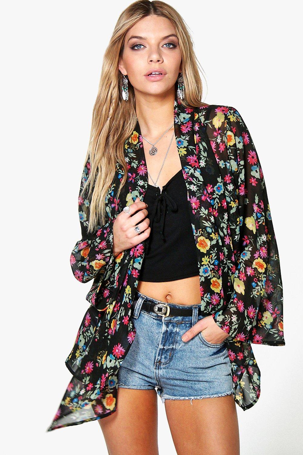 boohoo orange kimono