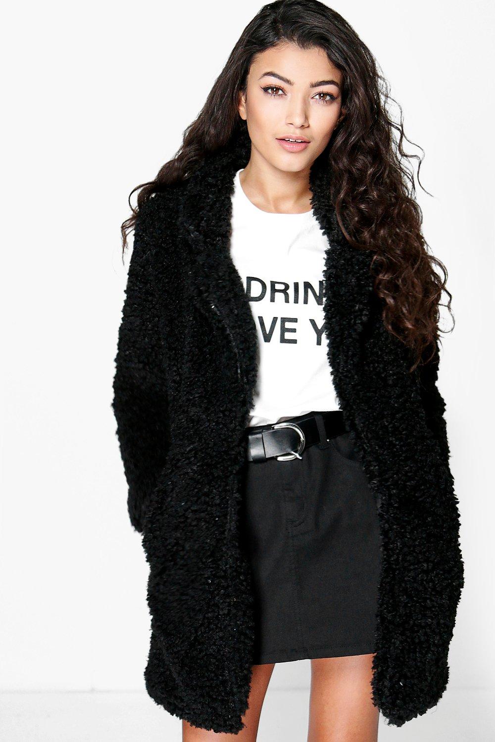 Top Teddy Fur Pea Coat In White Lyst Fall Outerwear With Banana Republic In A Short Teddy Coat