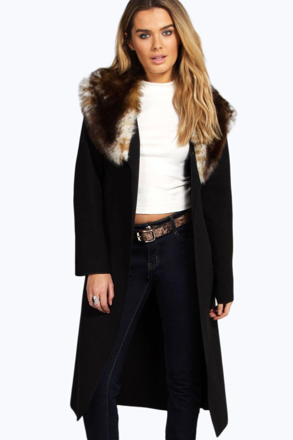 Lilly Faux Fur Collar Coat At 