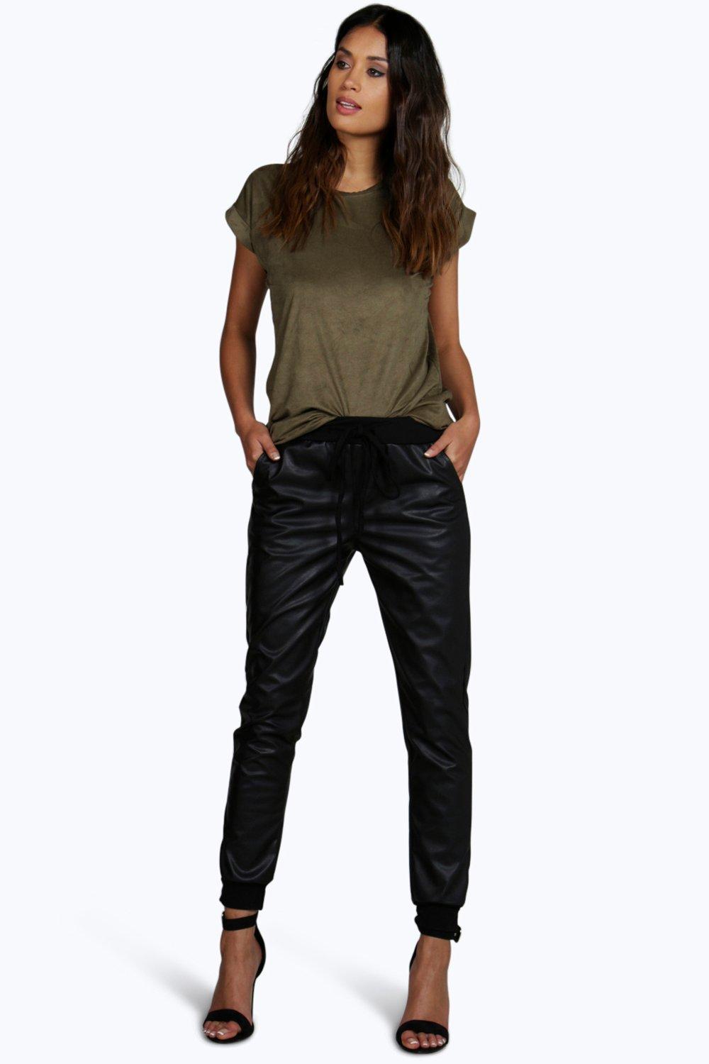 ladies leather look joggers