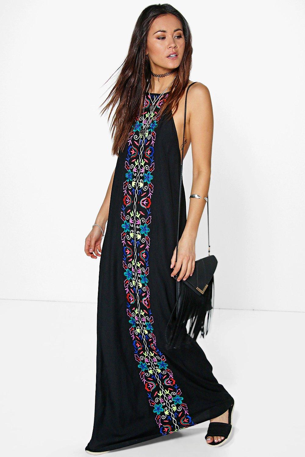 Boutique Amy Multi Embroidered Maxi Dress at boohoo.com