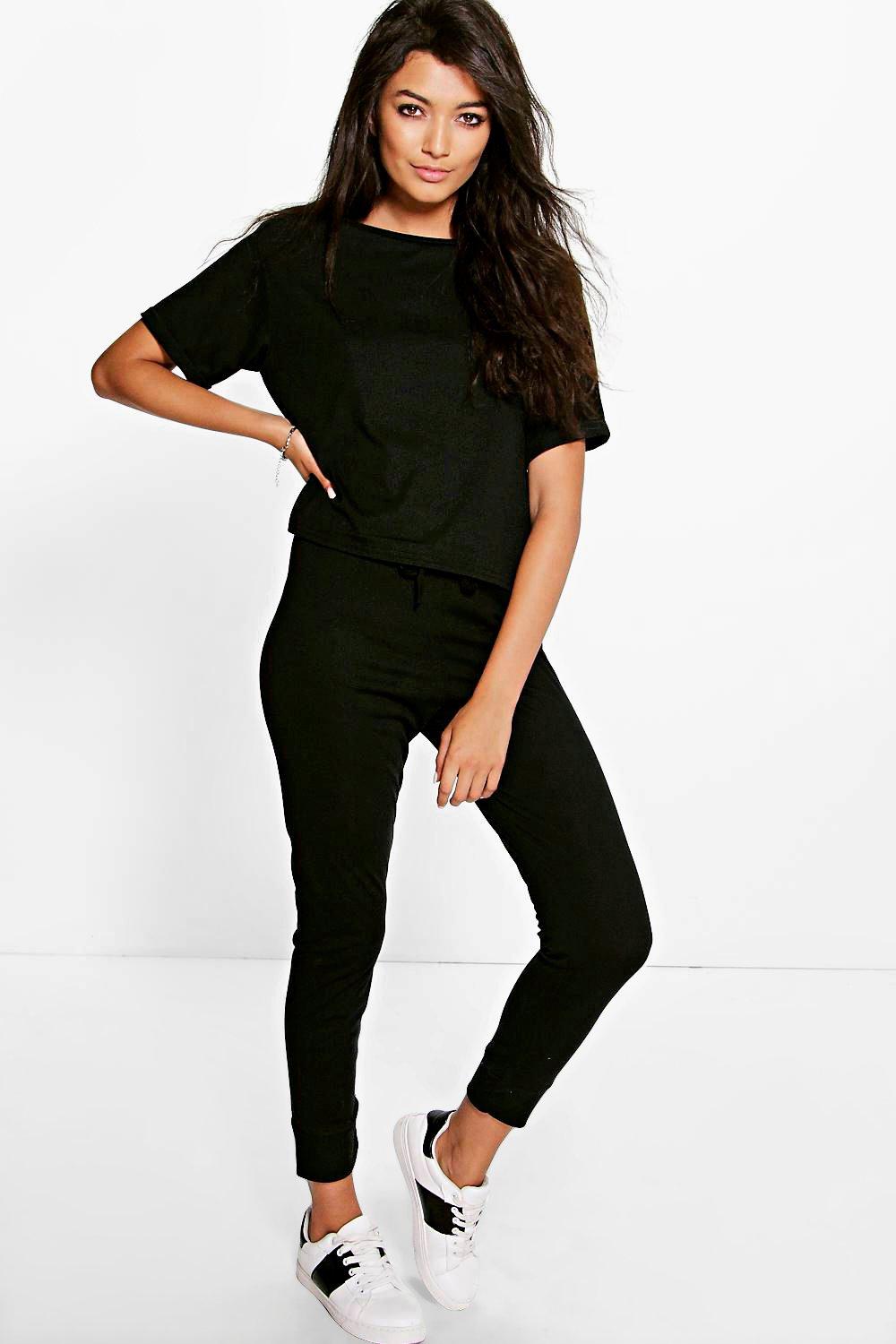 Amy Ribbed Crop Legging Loungewear Set At