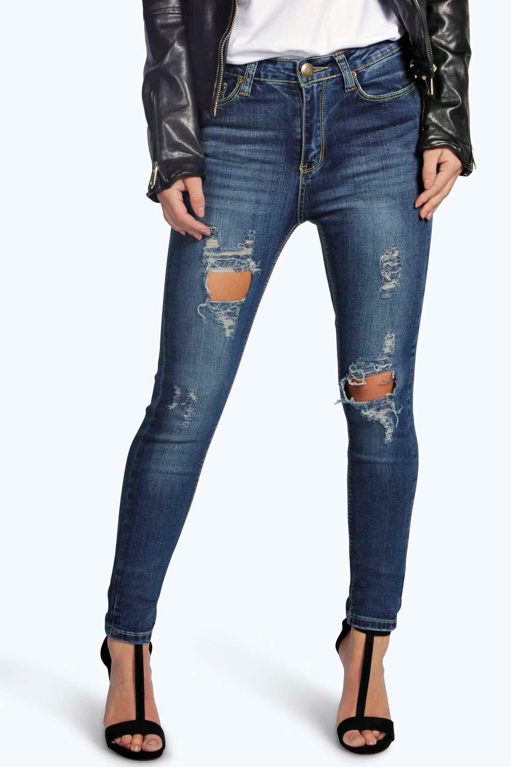 petite ripped skinny jeans