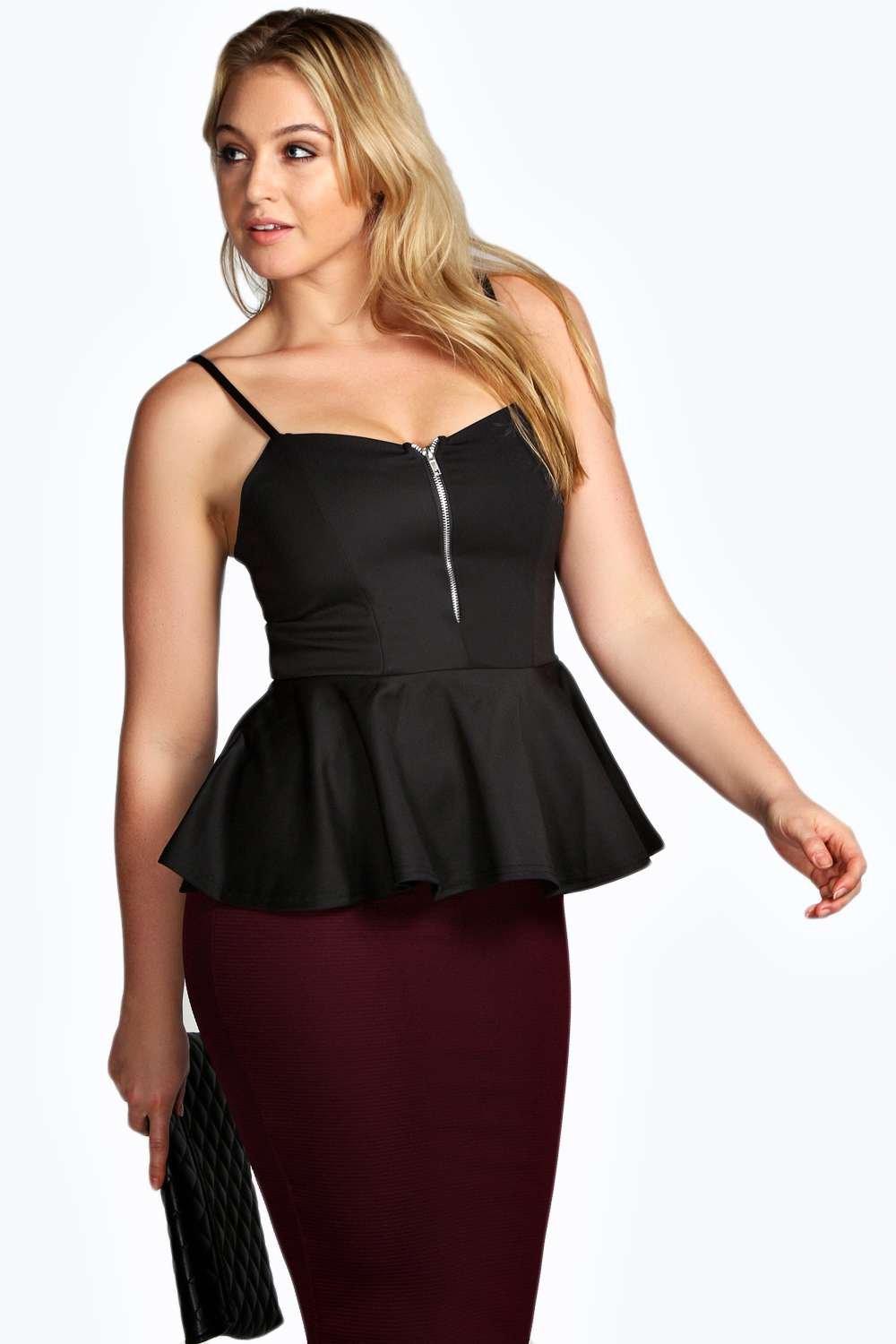 zip front peplum top