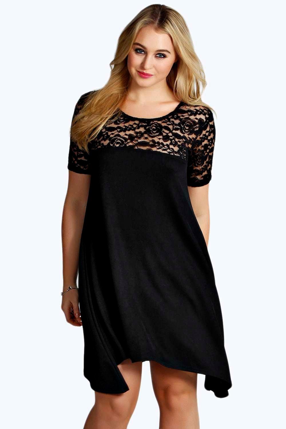Plus Lucie Lace Panelled Swing Dress At 