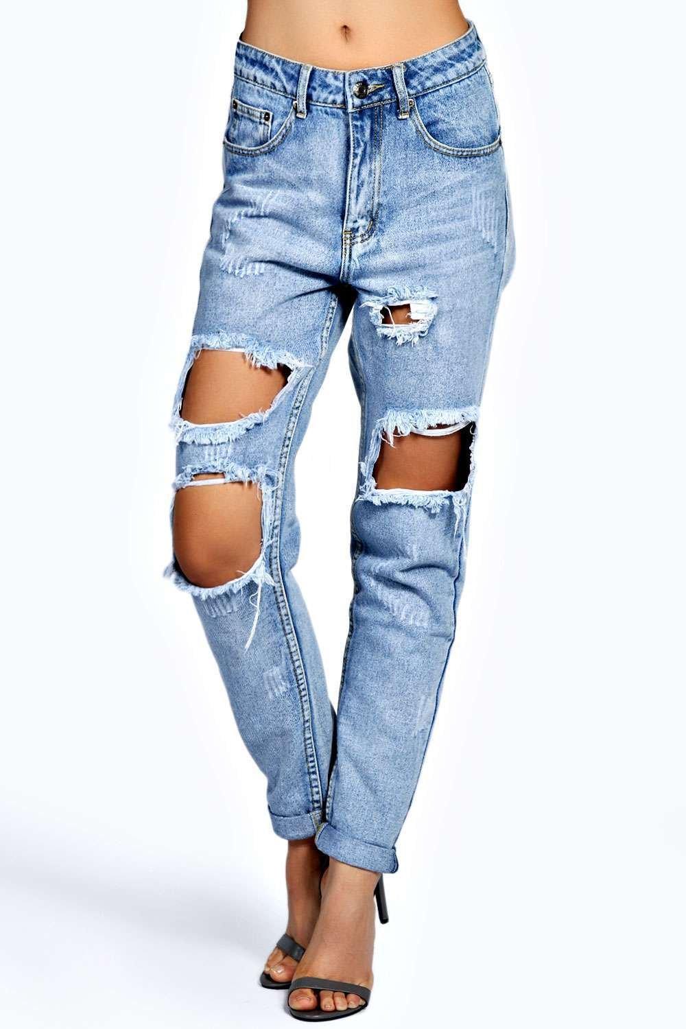 petite ripped boyfriend jeans