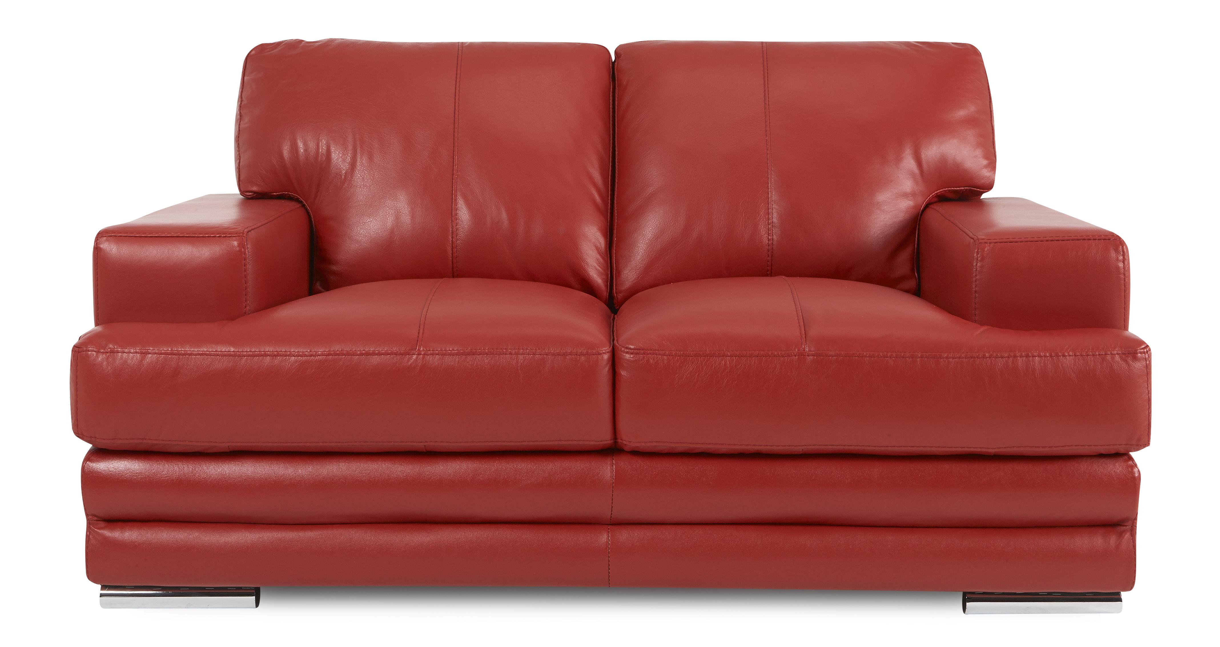 DFS Leather Sofa New Glow Enzo Red 2 Seater Sofa