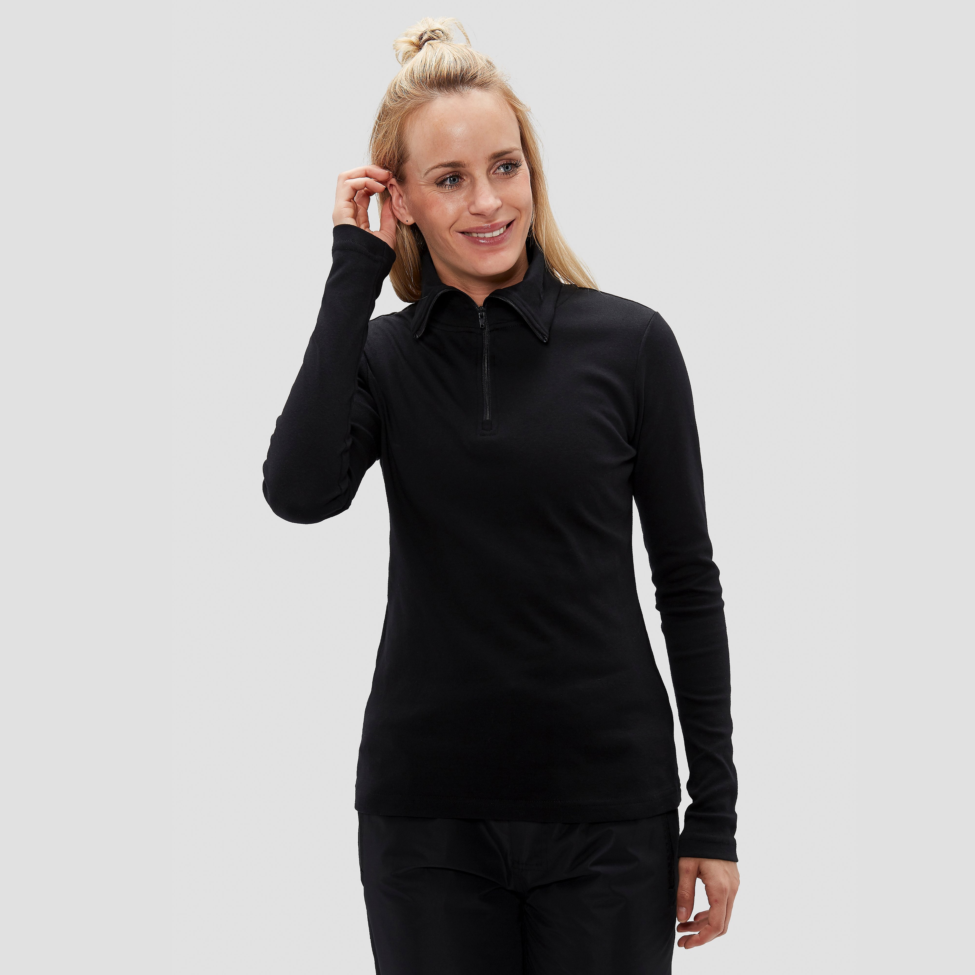 Spex lachen 1/4-rits pully zwart dames