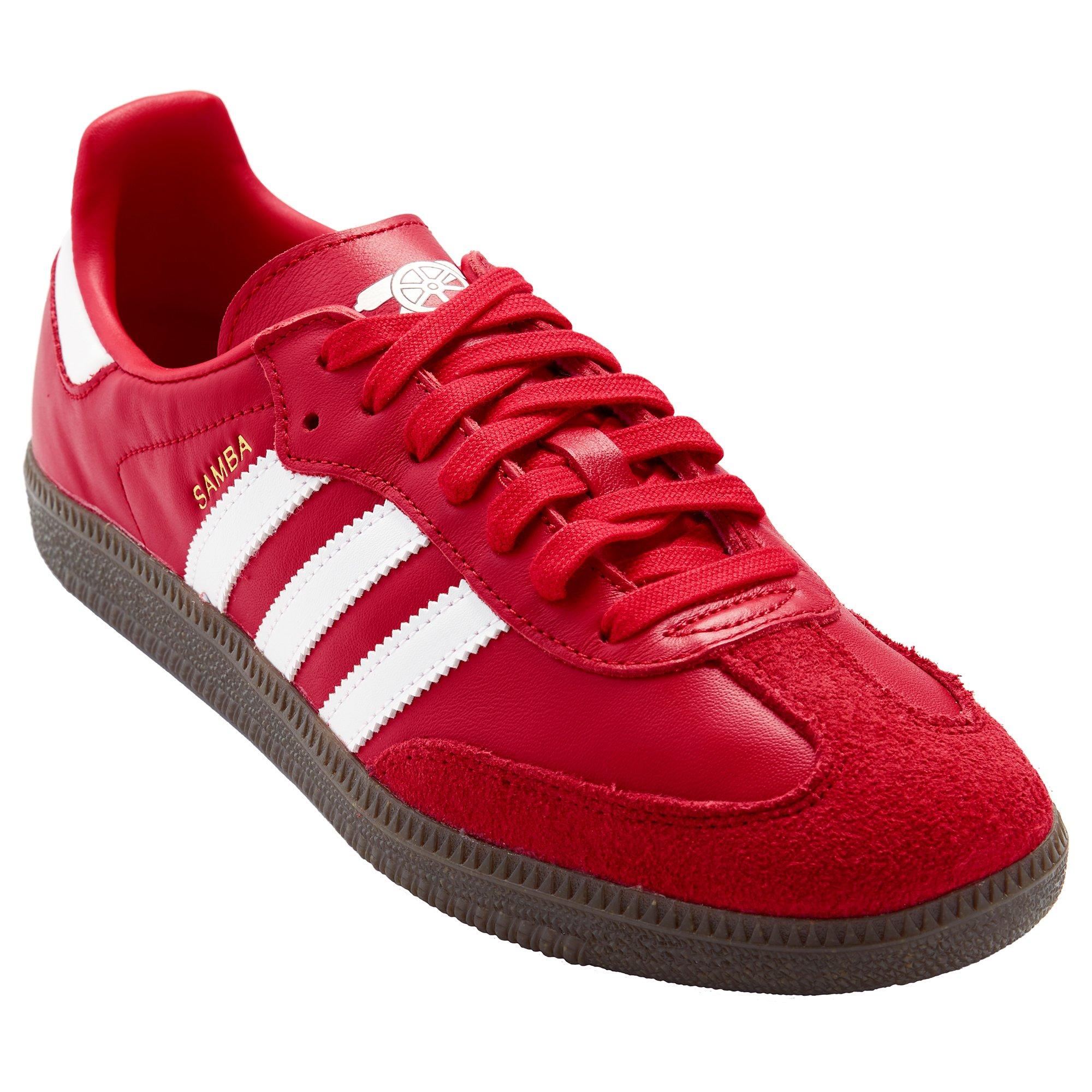 Red and white samba sales trainers