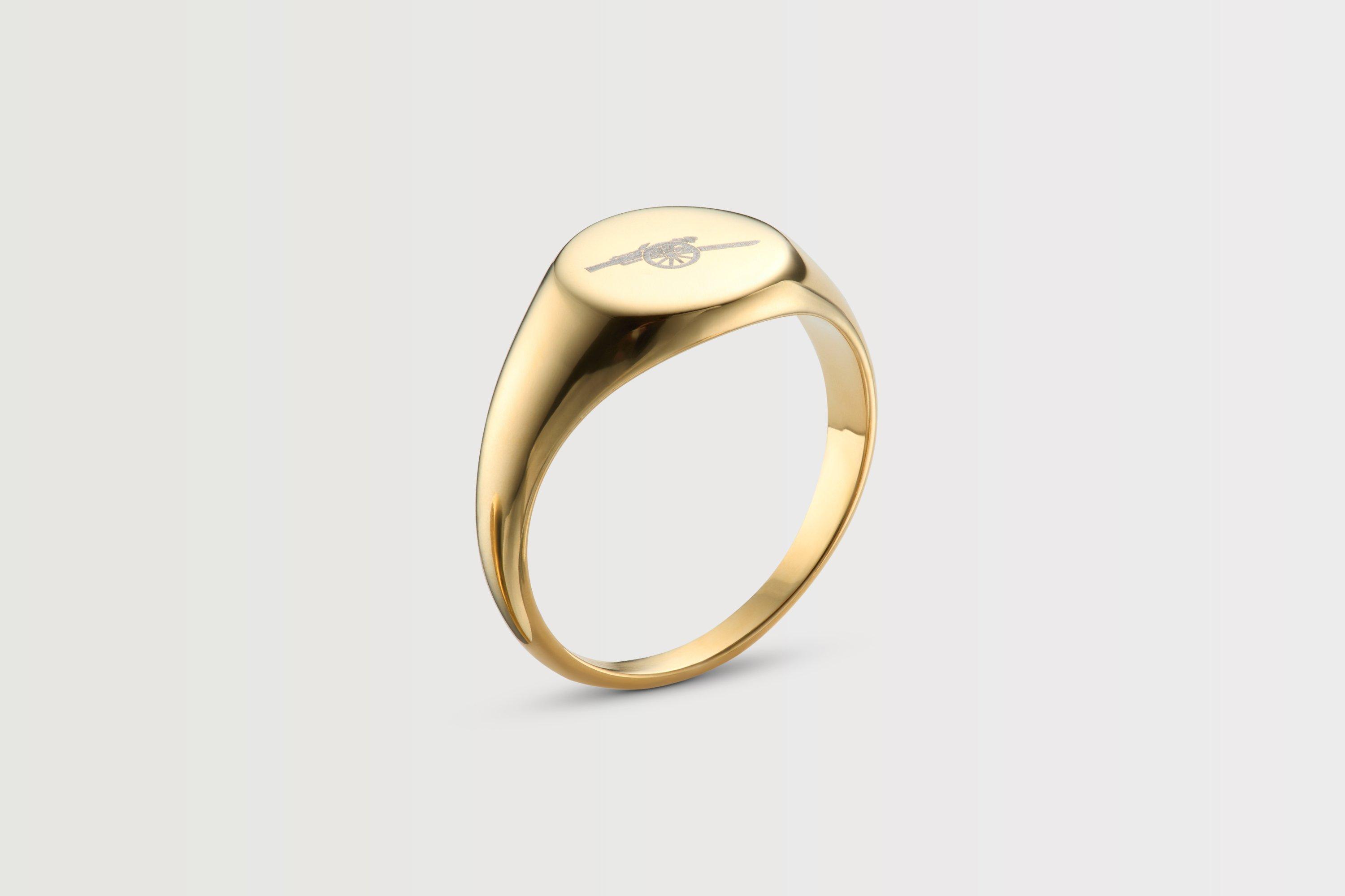 Arsenal Gold Plated Stainless Steel Round Signet Ring