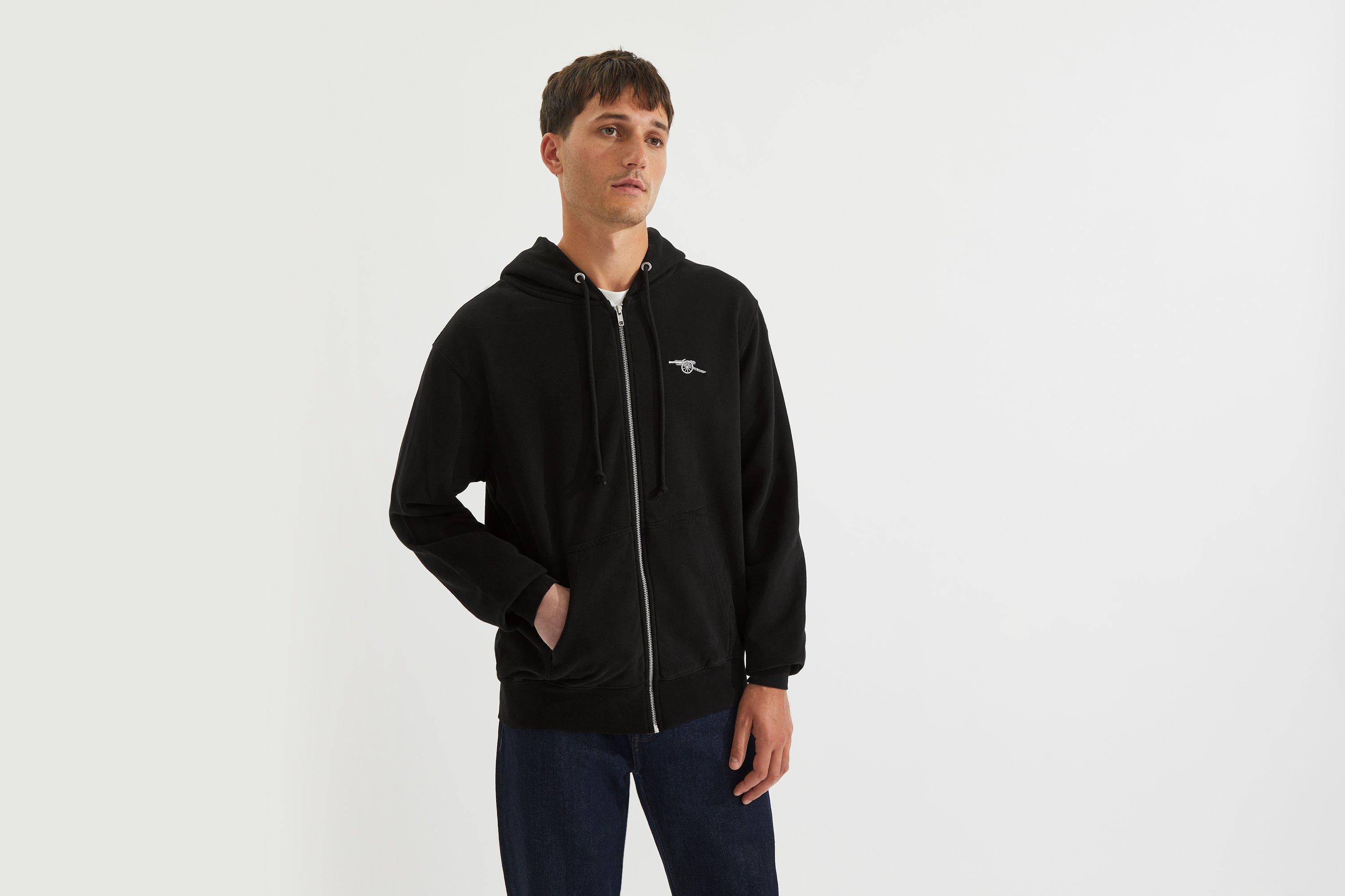 Arsenal Essentials Black Cannon Zip Hoodie