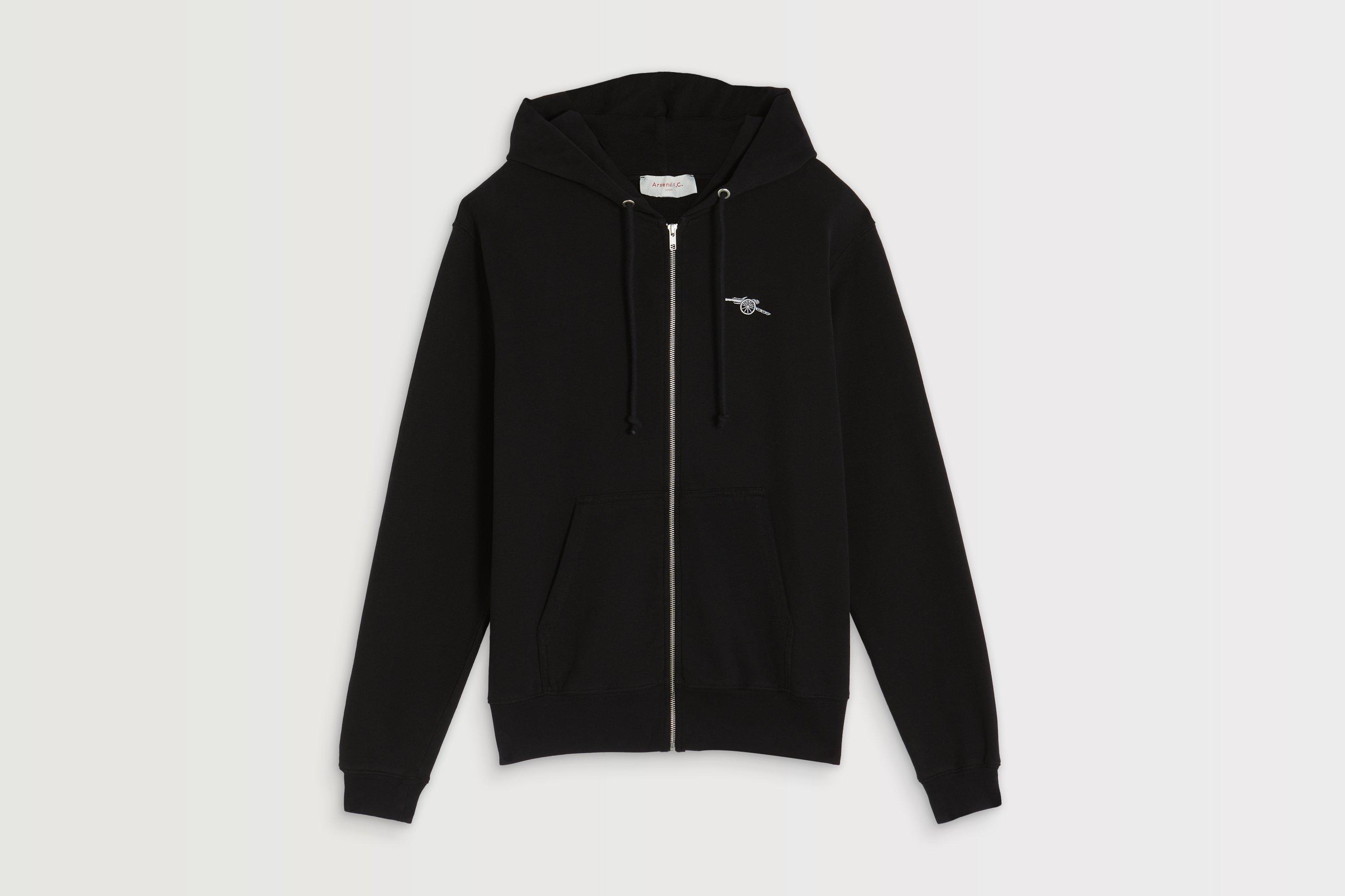Arsenal Essentials Black Cannon Zip Hoodie