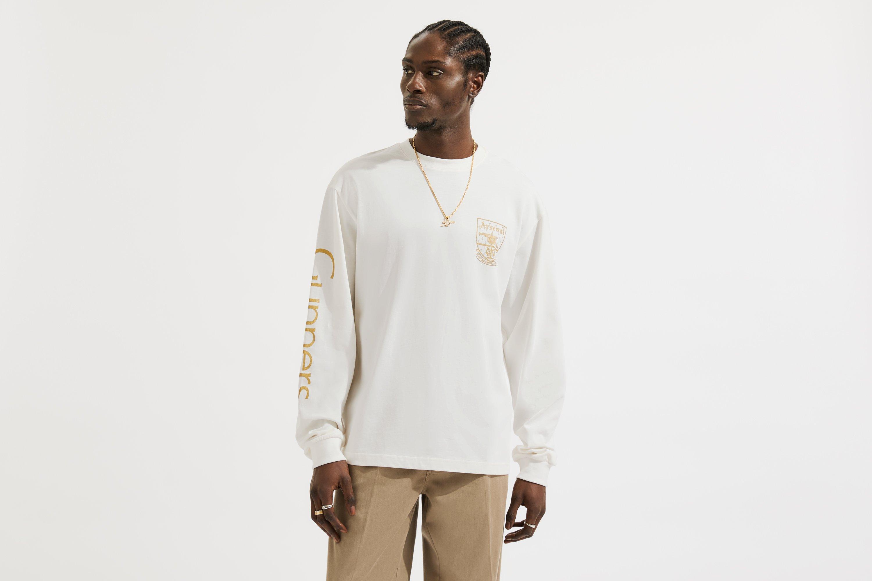 Arsenal Retro Crest White Long Sleeved T-Shirt