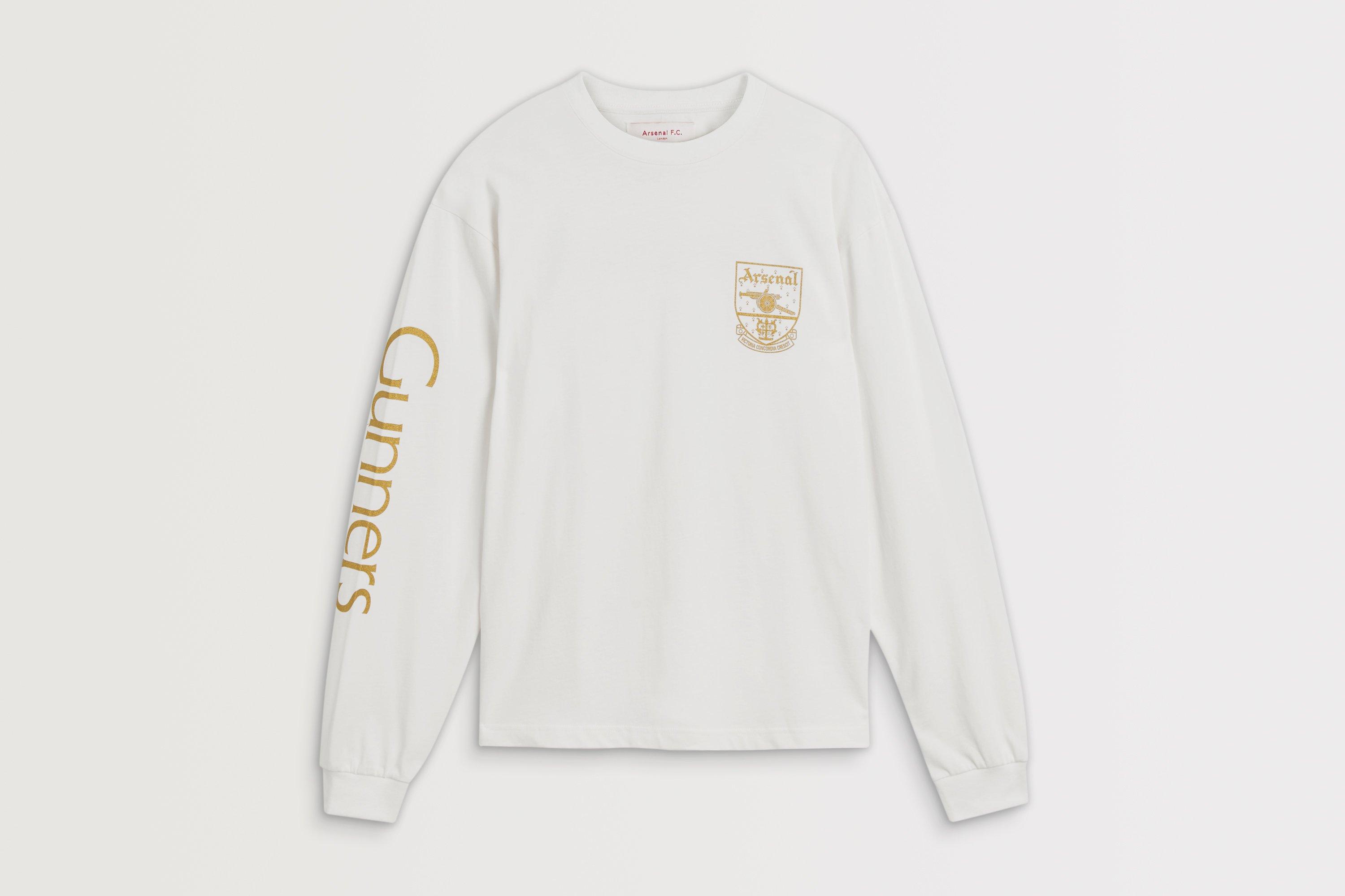 Arsenal Retro Crest White Long Sleeved T-Shirt