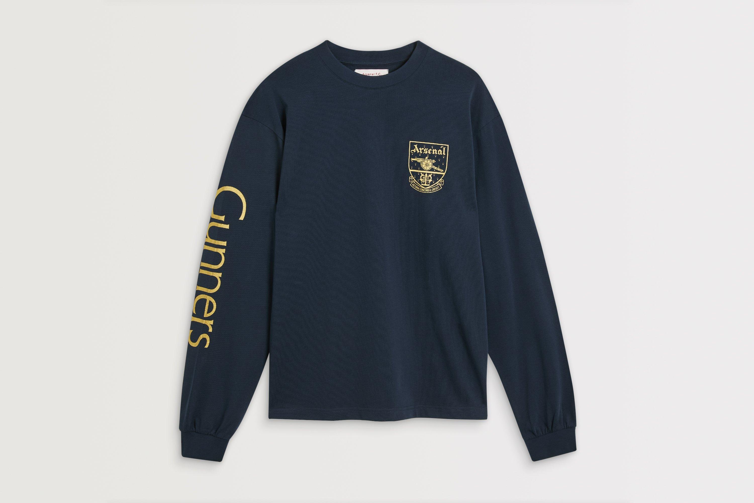 Arsenal Retro Crest Navy Long Sleeved T-Shirt