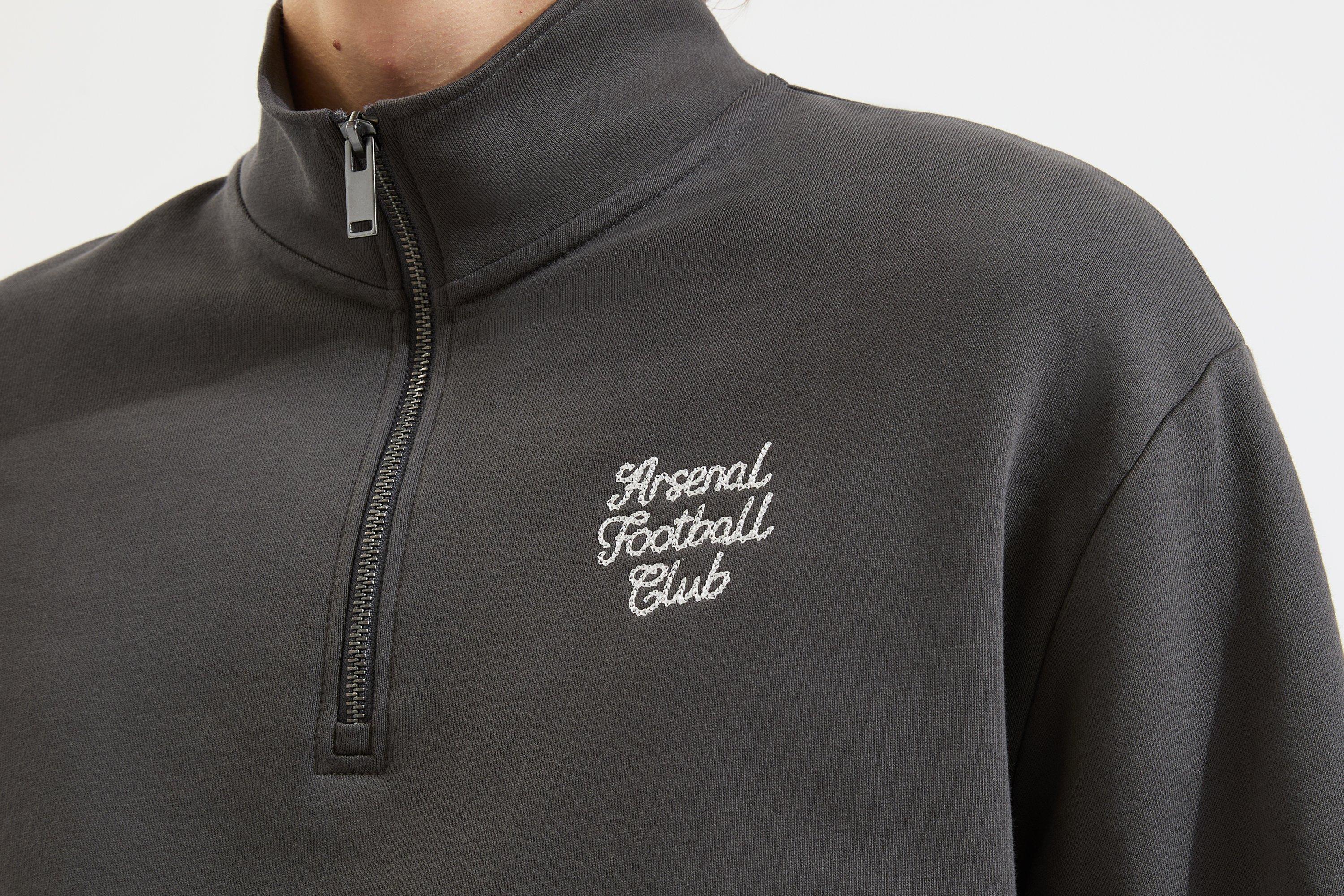 Arsenal Essentials Black Script 1/4 Zip Sweatshirt | Official