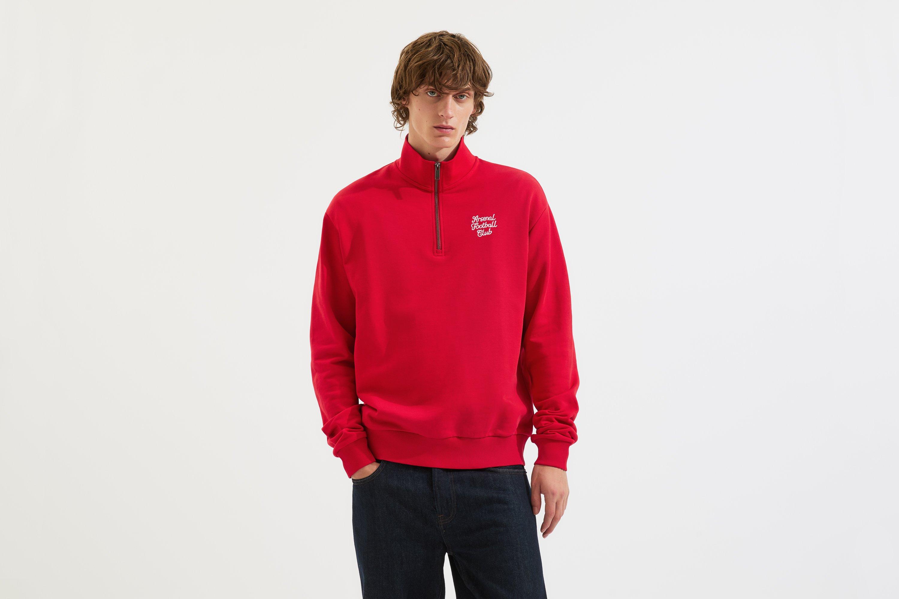 Arsenal Essentials Red Script 1/4 Zip Sweatshirt | Official Online
