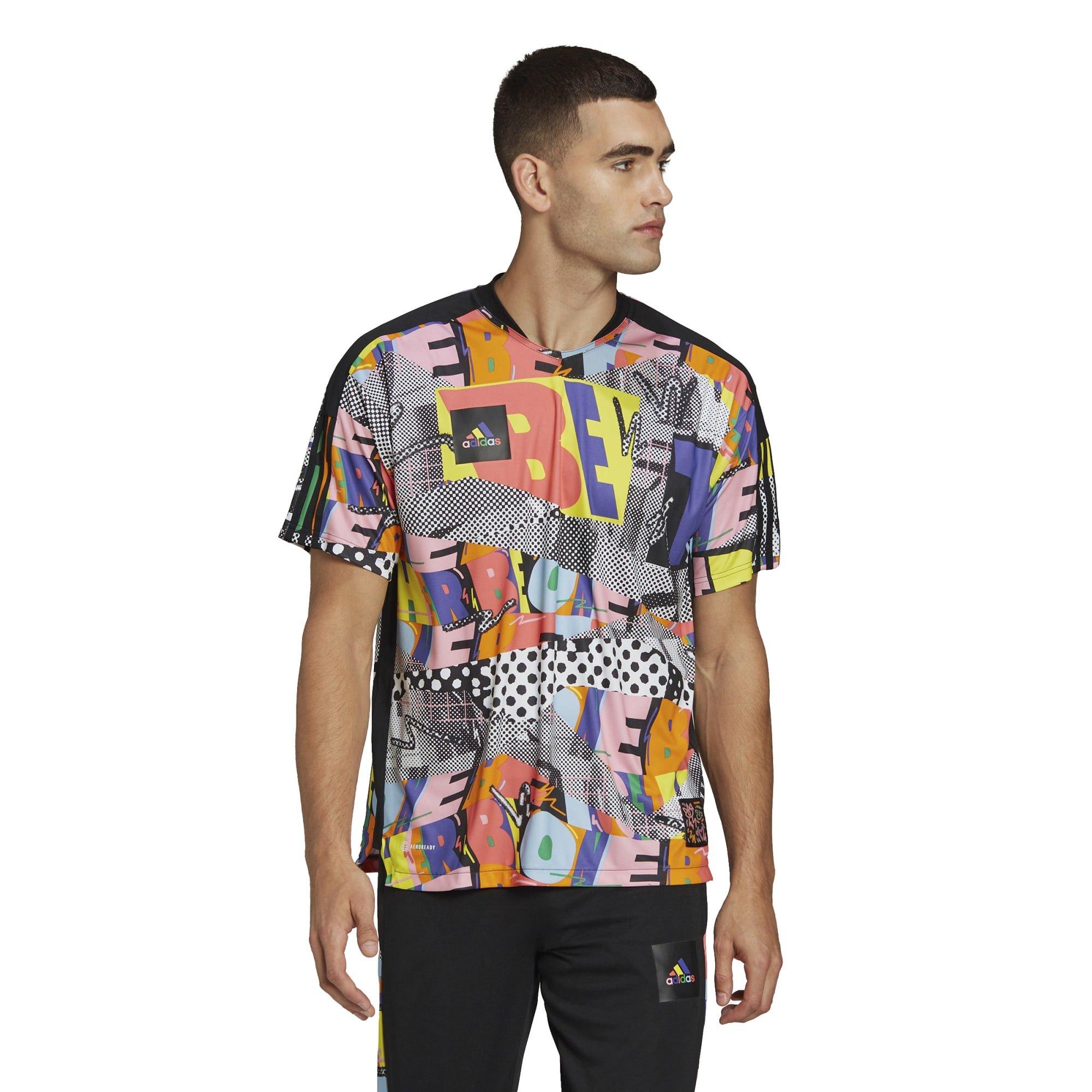 adidas love unites Tiro jersey t-shirt in multi