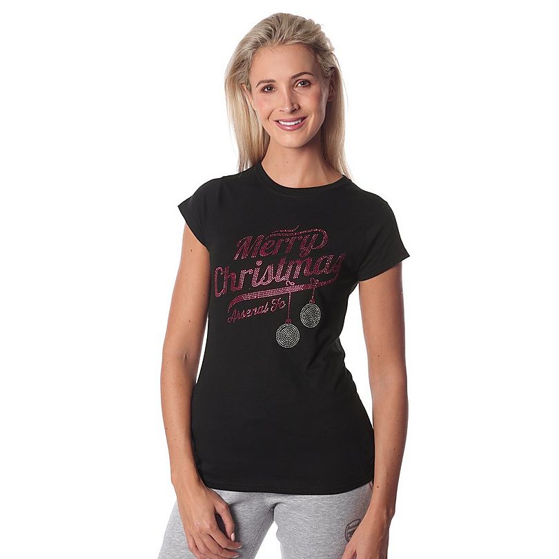 Arsenal Womens Rhinestone Merry Christmas T-shirt | Official Online Store