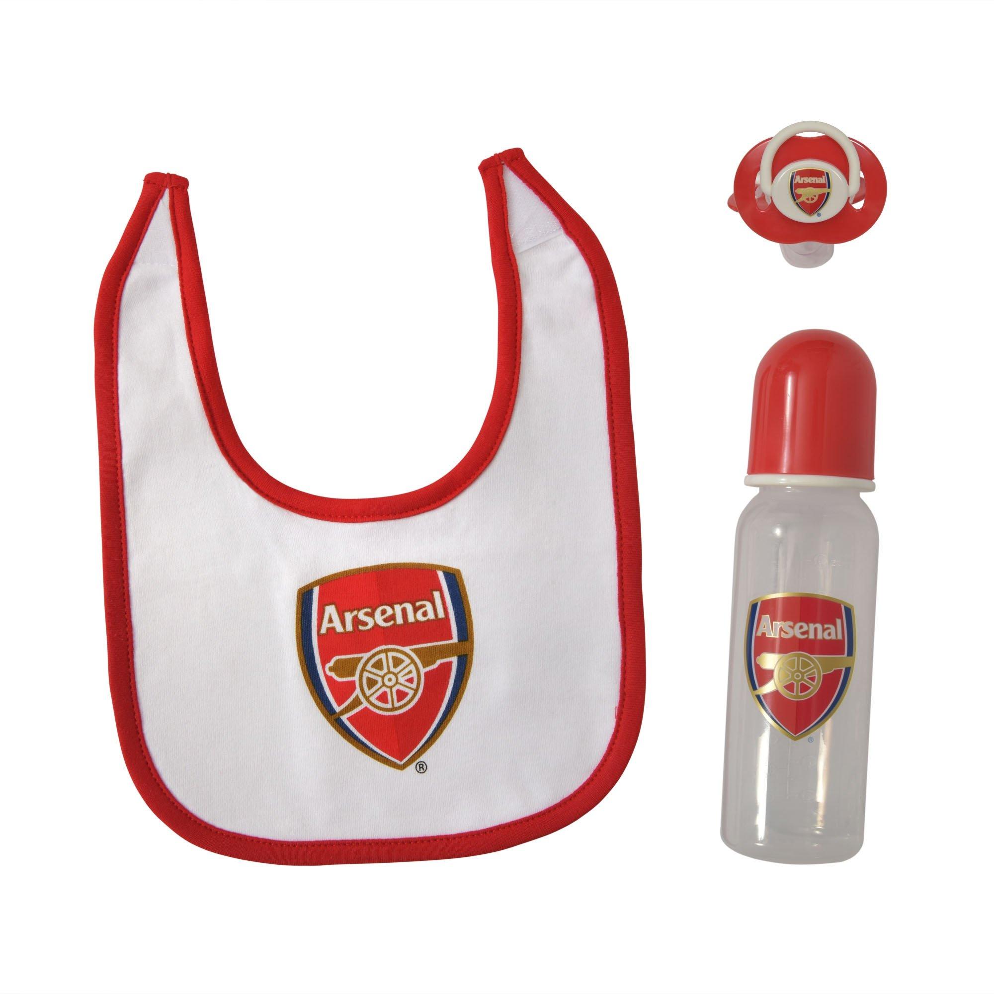 Arsenal Baby Soother With Bottle &amp; Bib Gift Set, Multi