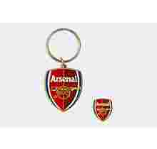 Arsenal Crest Keyring and Badge Set
