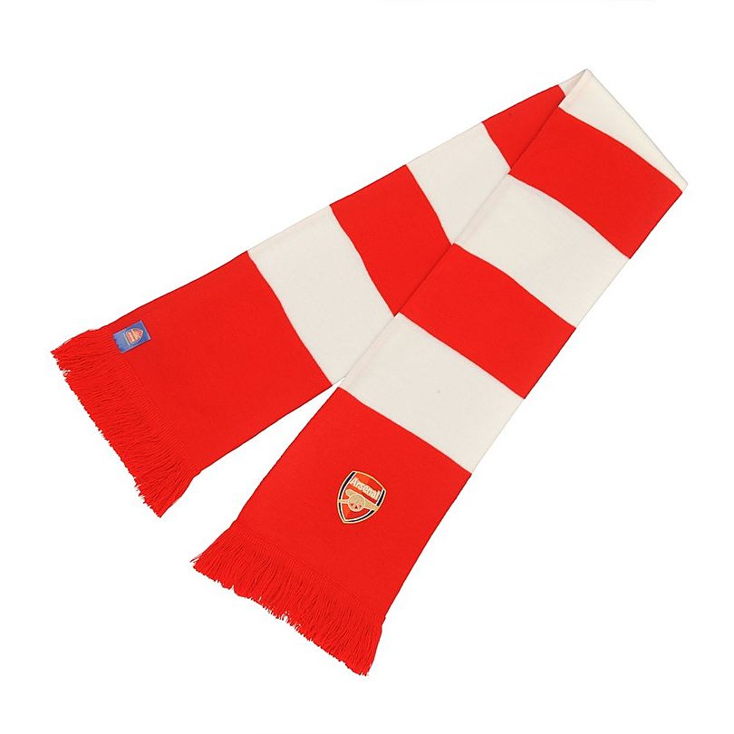 Official Arsenal Football Club Crest Colours Red Navy Stripe Design Scarf 