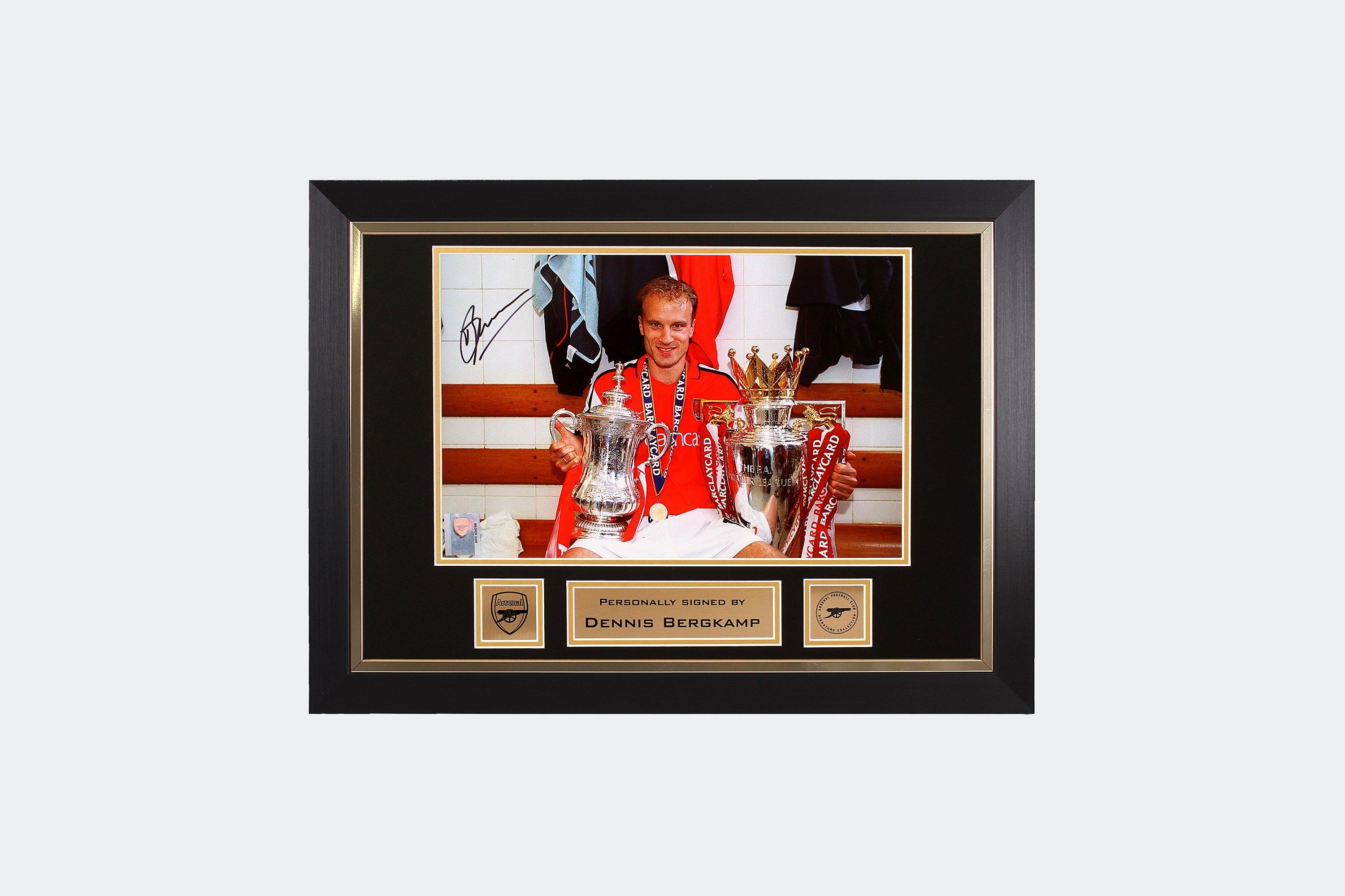 Arsenal Dennis Bergkamp Trophies Framed Signed Photo