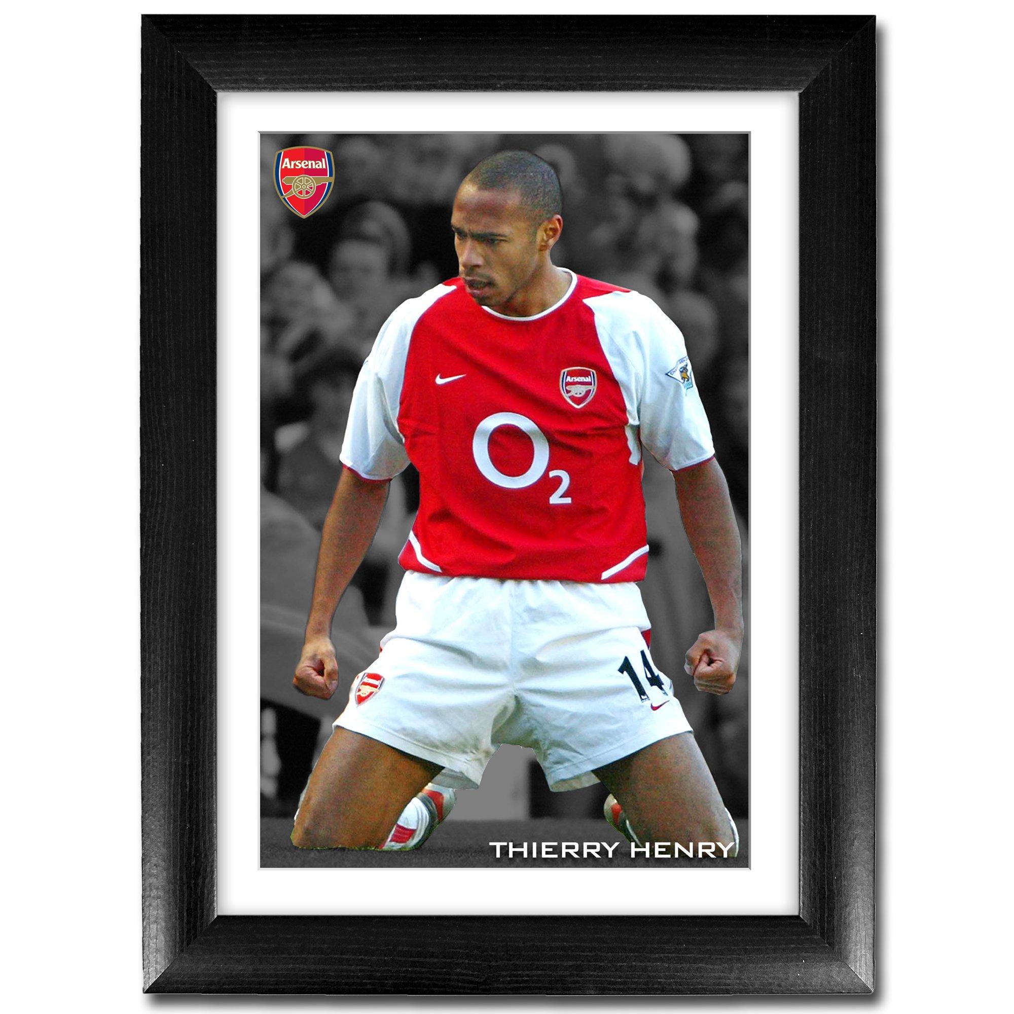 ORIMAMI Signed Black Soccer Star Thierry Henry Poster Photo Desktop Framed  Picture 8x6 Inches,with 1x35mm Film Mini Cell Display,Gifts for Thierry