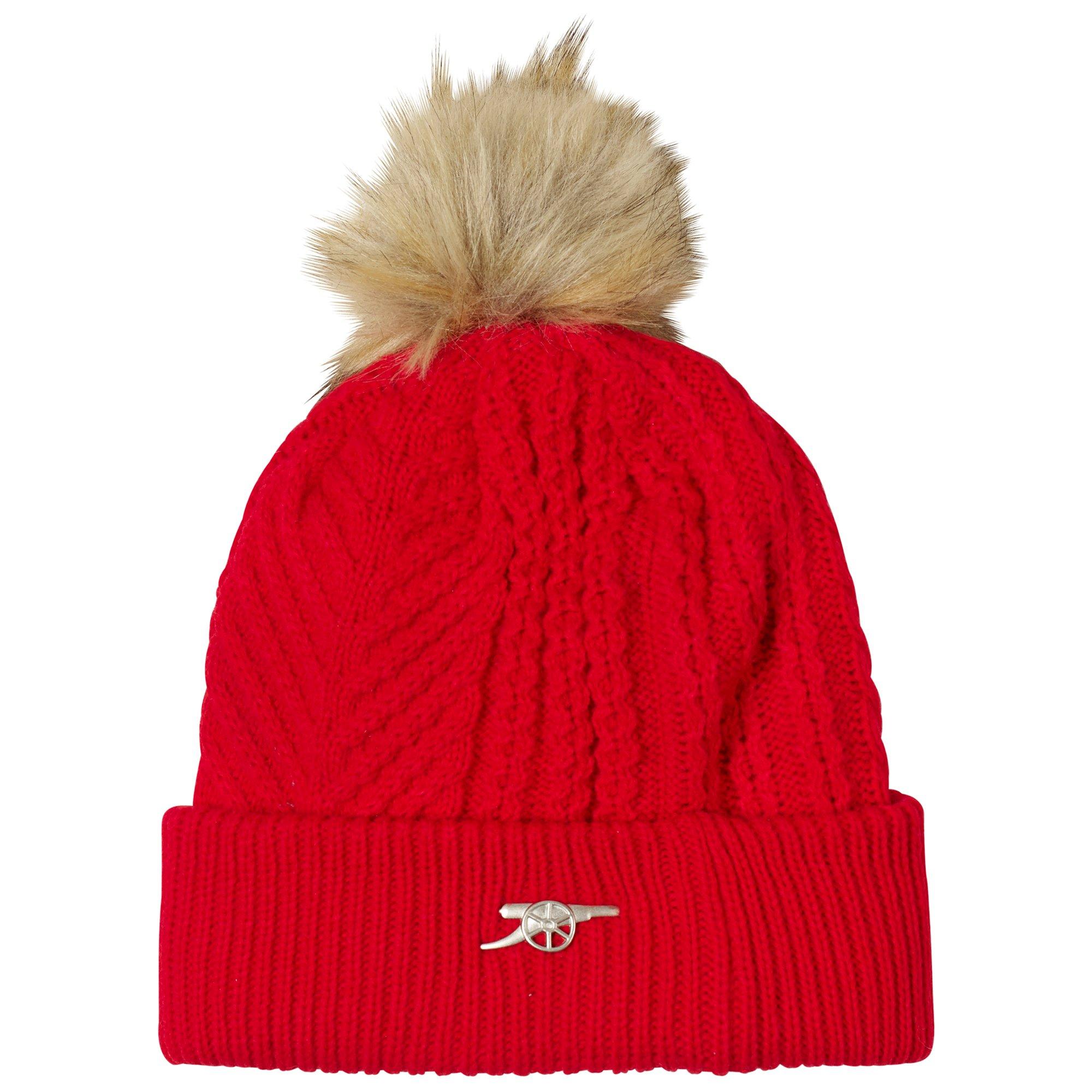 womens red bobble hat