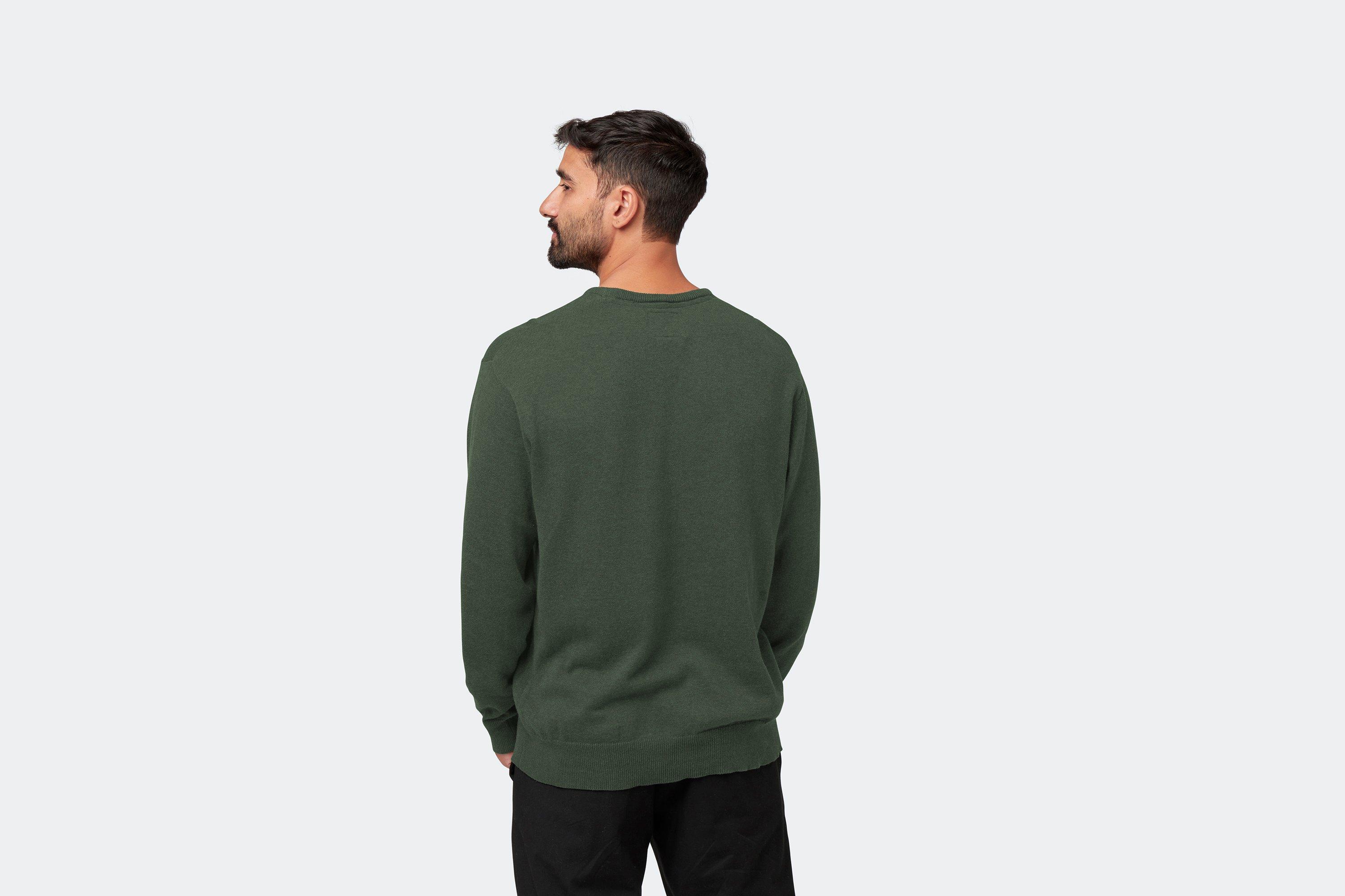 Cotton Crew Neck Jumper - Dark Olive