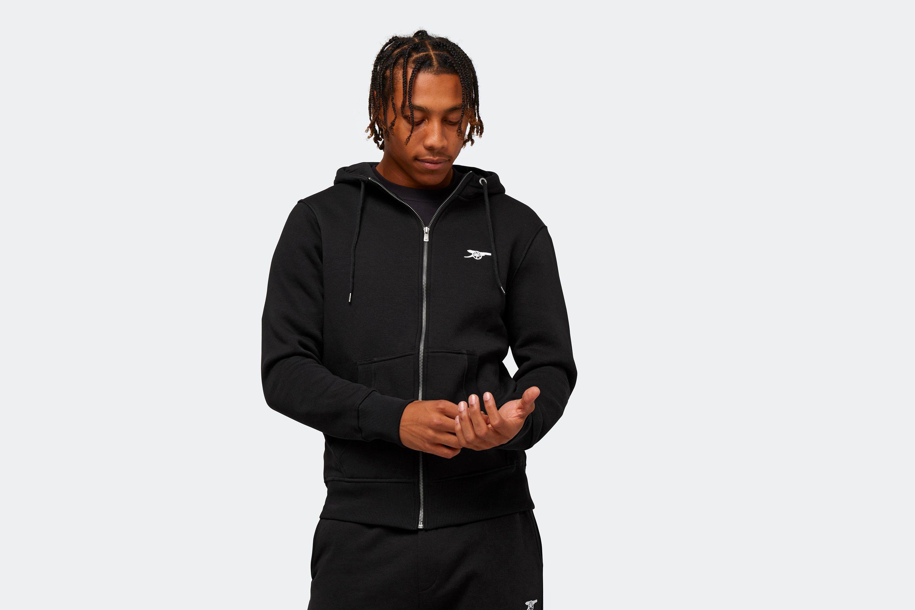 essentials black zip hoodie