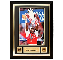 Arsenal Sol Campbell Lifting 2002 Premiership Trophy Signed Print