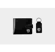 Arsenal Black Leather Wallet & Keyring Set