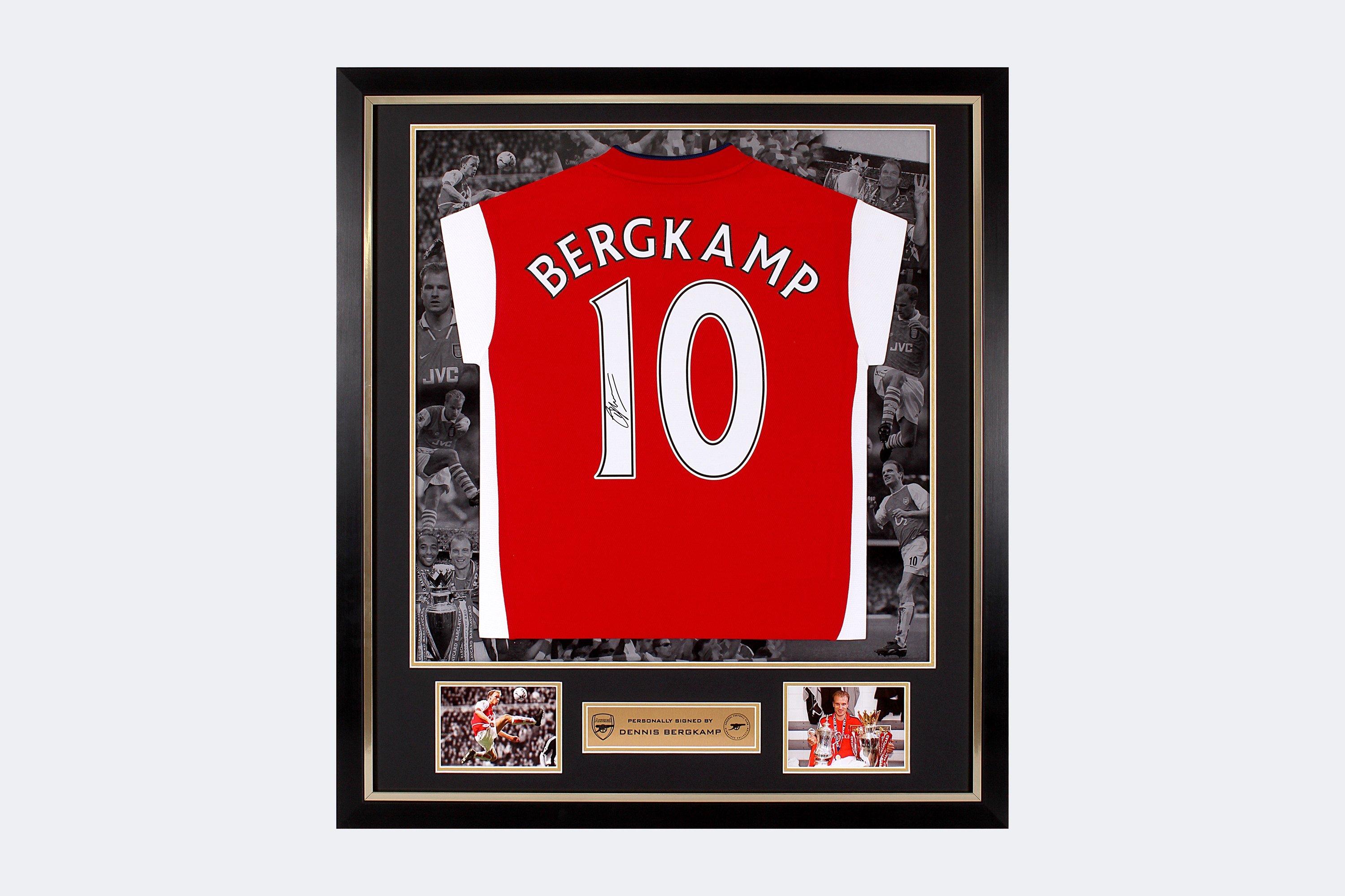 Arsenal Retro Shirt - Signed by Bergkamp - CharityStars