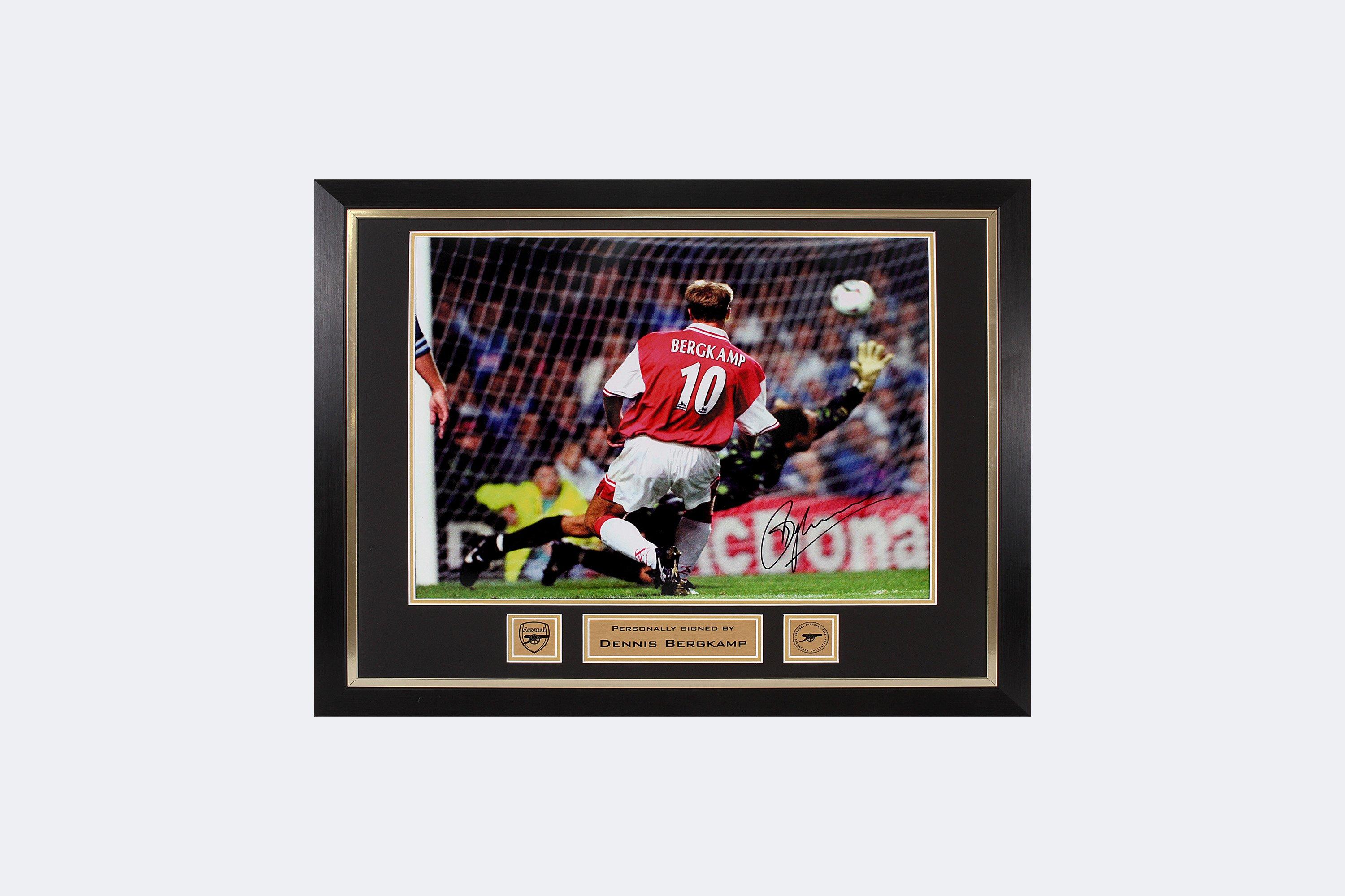 Arsenal Framed Signed Bergkamp v Leicester Goal Print