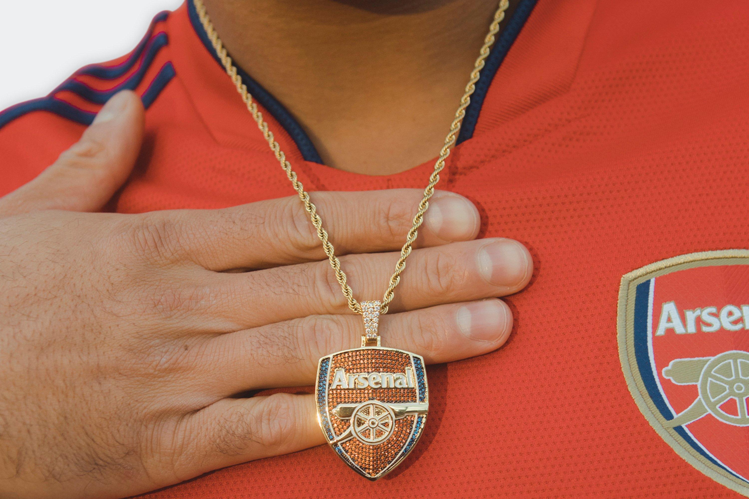 Arsenal Gold Plated Cubic Zirconia Pendant and Chain