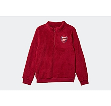 Arsenal Kids Red Sherpa 1/4 Zip Sweatshirt
