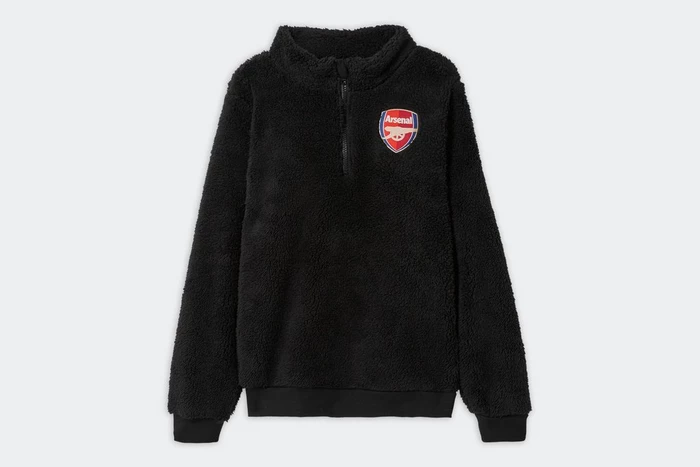 Arsenal Kids Black Sherpa 1/4 Zip Sweatshirt
