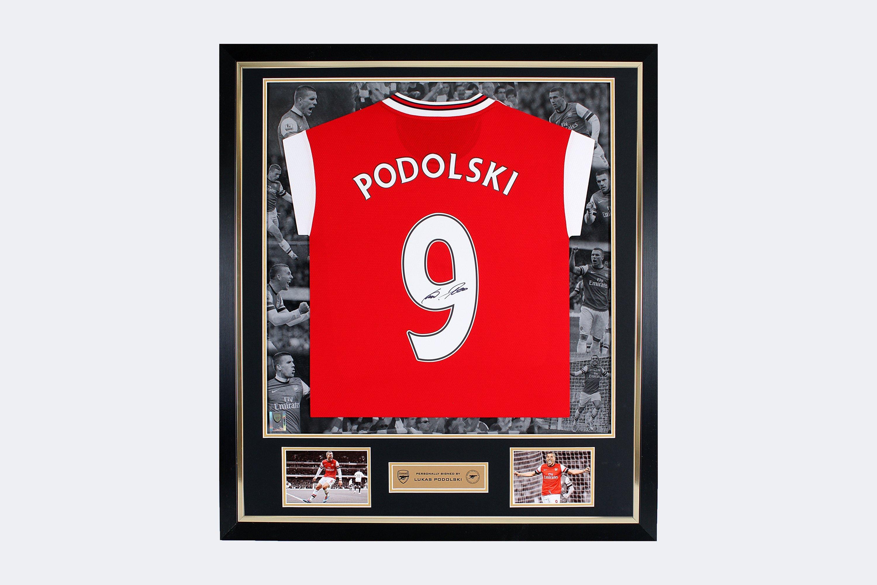 Arsenal Framed Signed Lukas Podolski Shirt