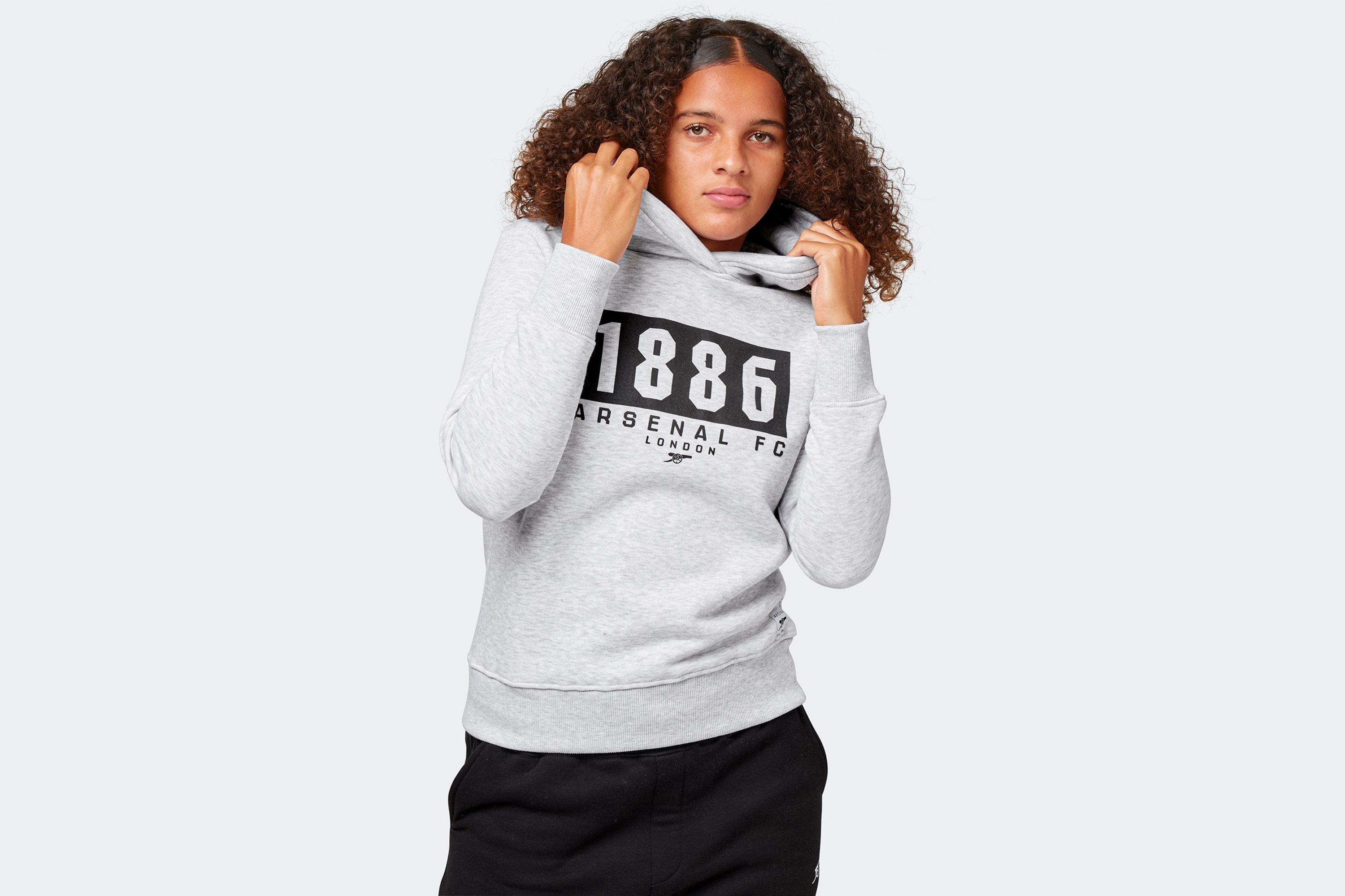 Arsenal Womens 1886 Grey Box Print Hoodie | Official Online Store