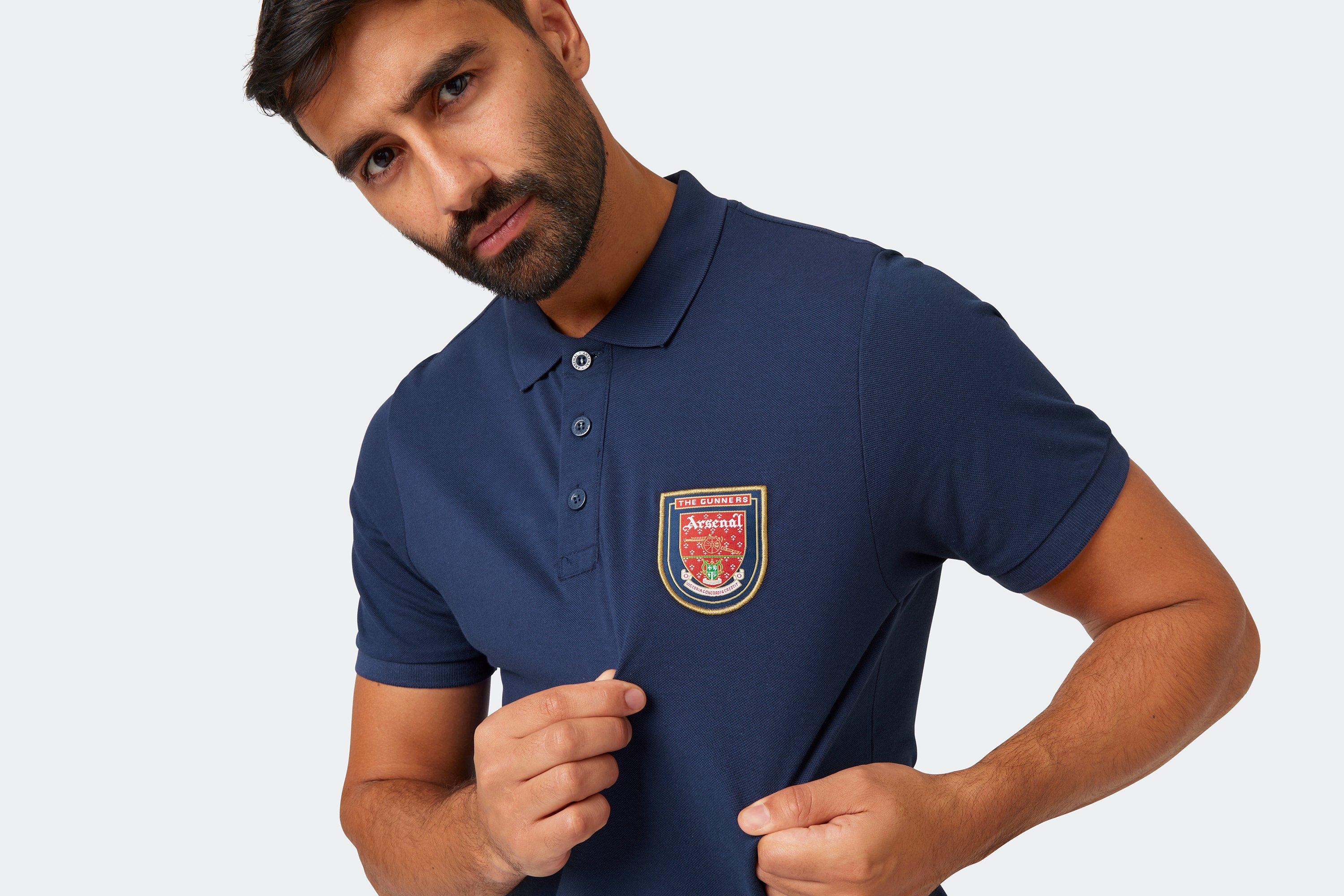 Arsenal Retro Crest Navy Polo Shirt