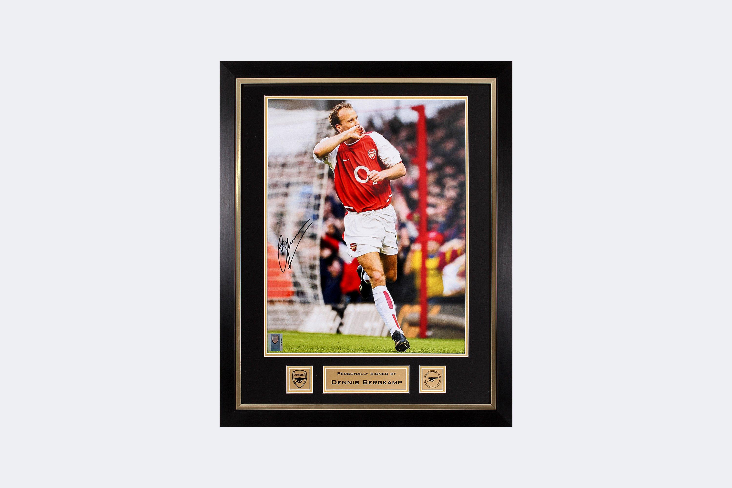 Dennis Bergkamp ha autografato la maglia da calcio dell'Arsenal Heritage  Invincibles. Cornice Deluxe