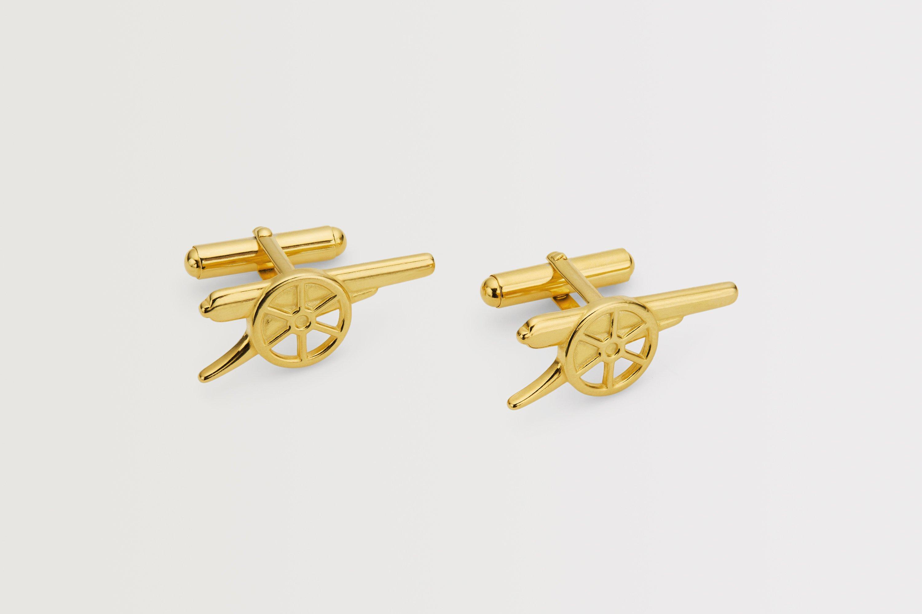 thumbnail image 2 of Arsenal FC 925 Sterling Silver Cannon Cufflinks – Men's Executive Shirt Accessory 2 of 3